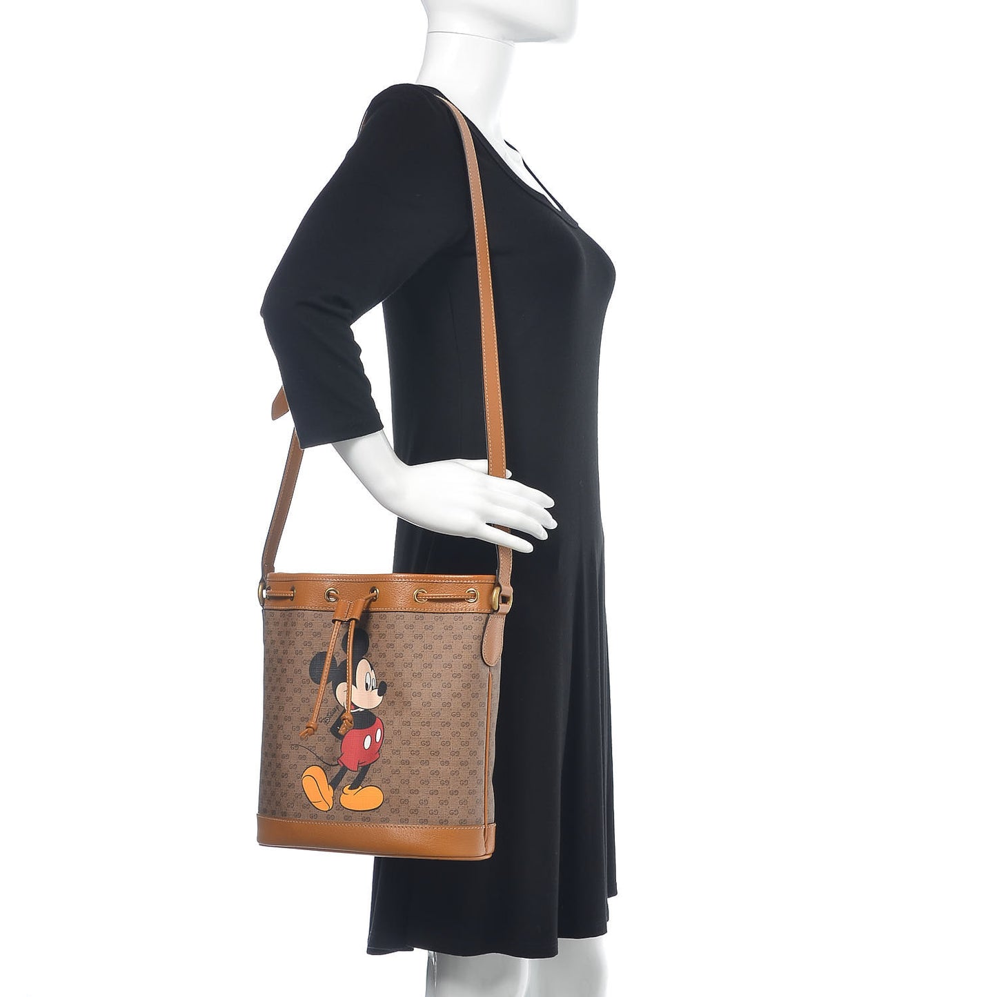 X DISNEY Mini Vintage GG Supreme Monogram Bucket Bag Beige Vintage Sun Oil