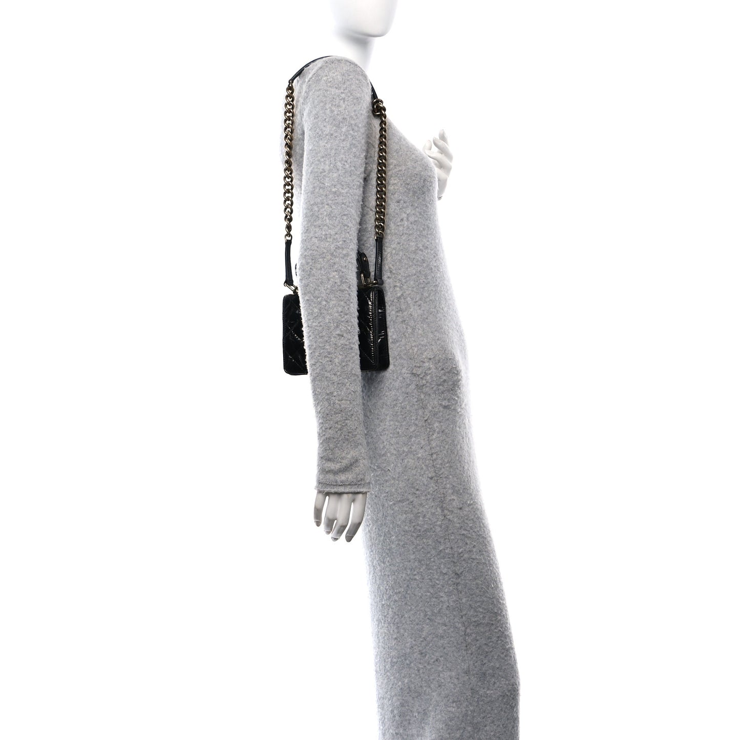 Glazed Crumpled Calfskin Quilted Mini Rita Top Handle Flap Black