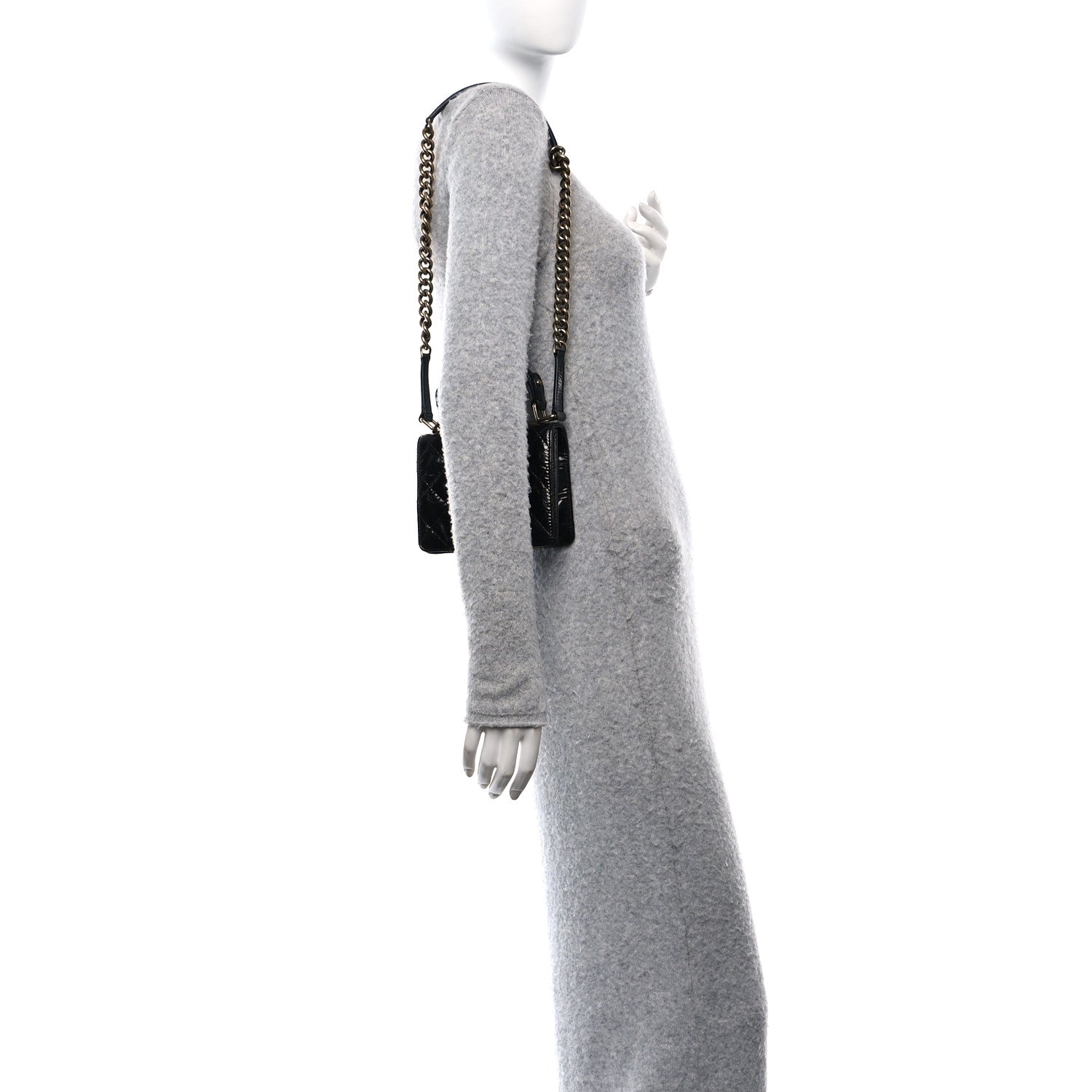 Chanel Glazed Crumpled Calfskin Quilted Mini Rita Top Handle Flap Black 2 of 11