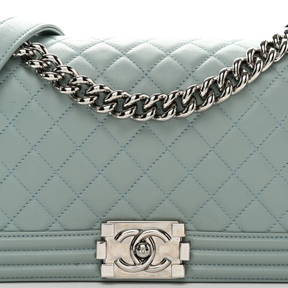 Chanel Lambskin Quilted Medium Boy Flap Light Blue 8 of 11