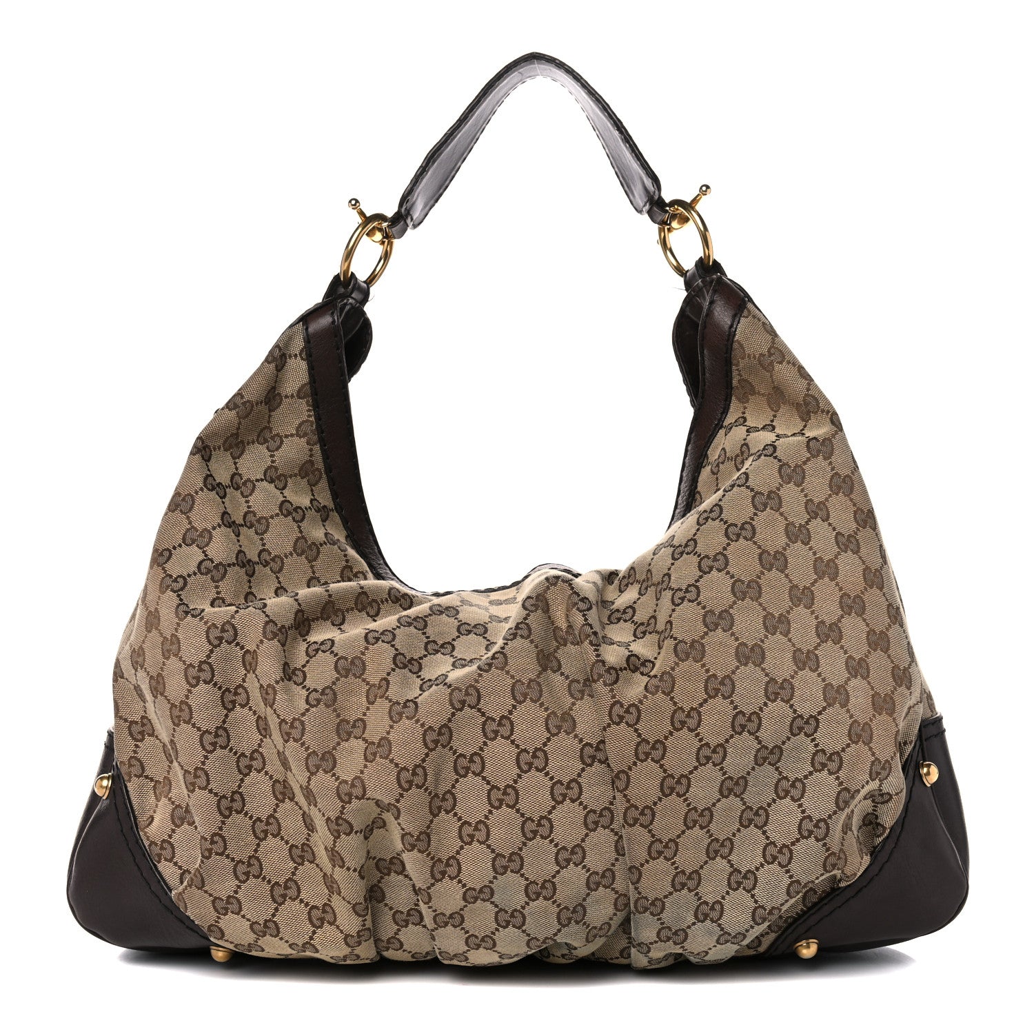 Gucci Monogram Large Jockey Hobo Dark Brown 1 of 20
