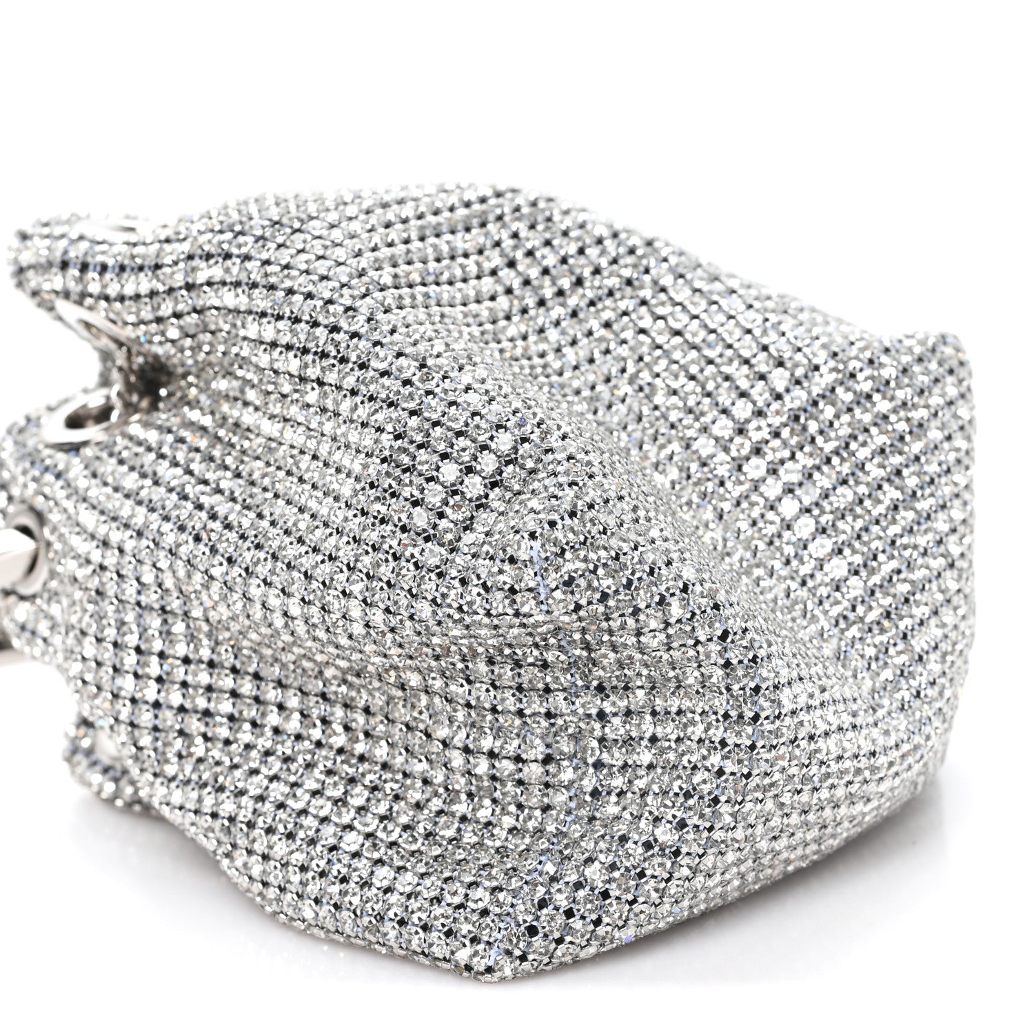 Jimmy Choo Satin Crystal Embellished Micro Bon Bon Bag Silver 9 of 10