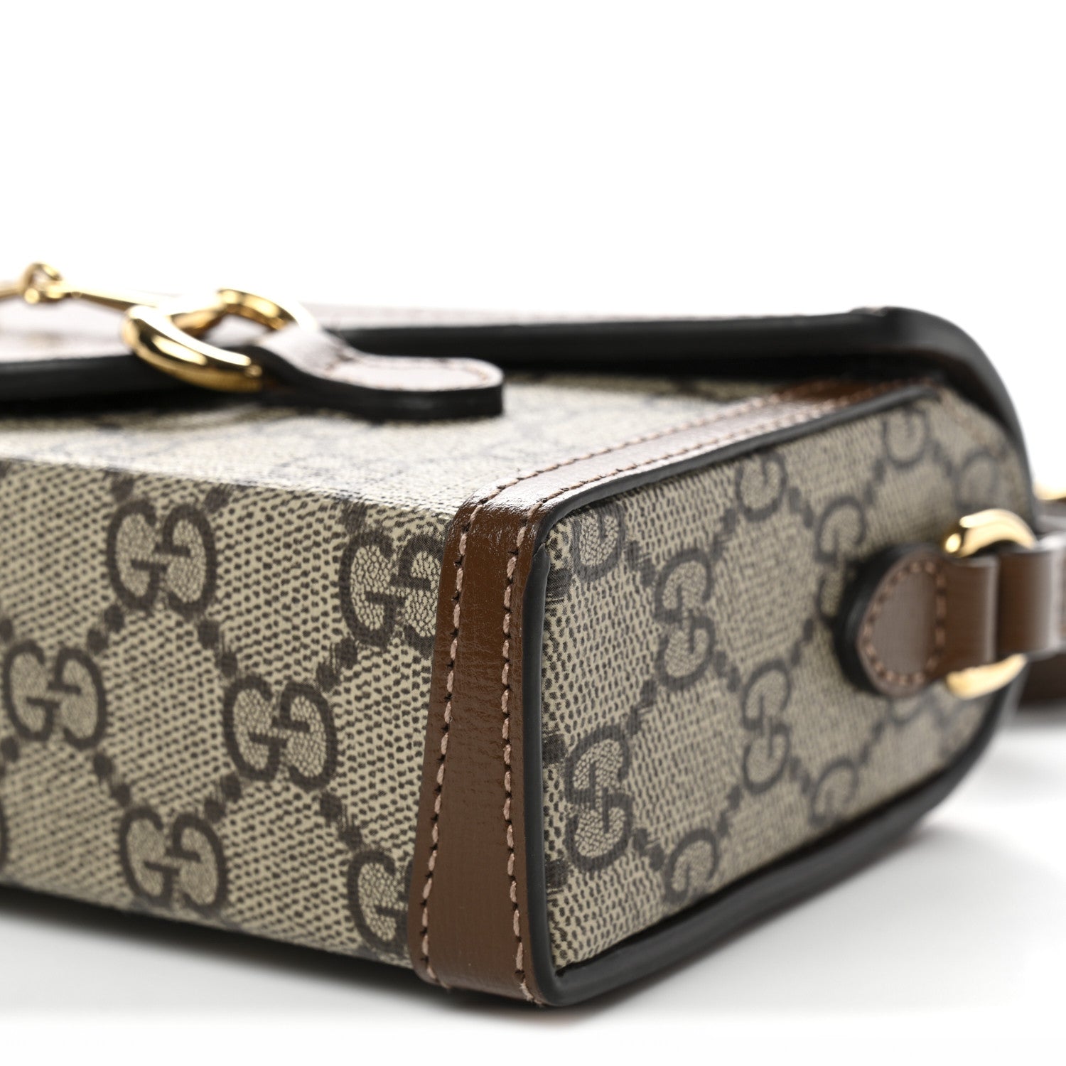Gucci GG Supreme Monogram Mini Horsebit 1955 Shoulder Bag Beige Brown Sugar 10 of 15