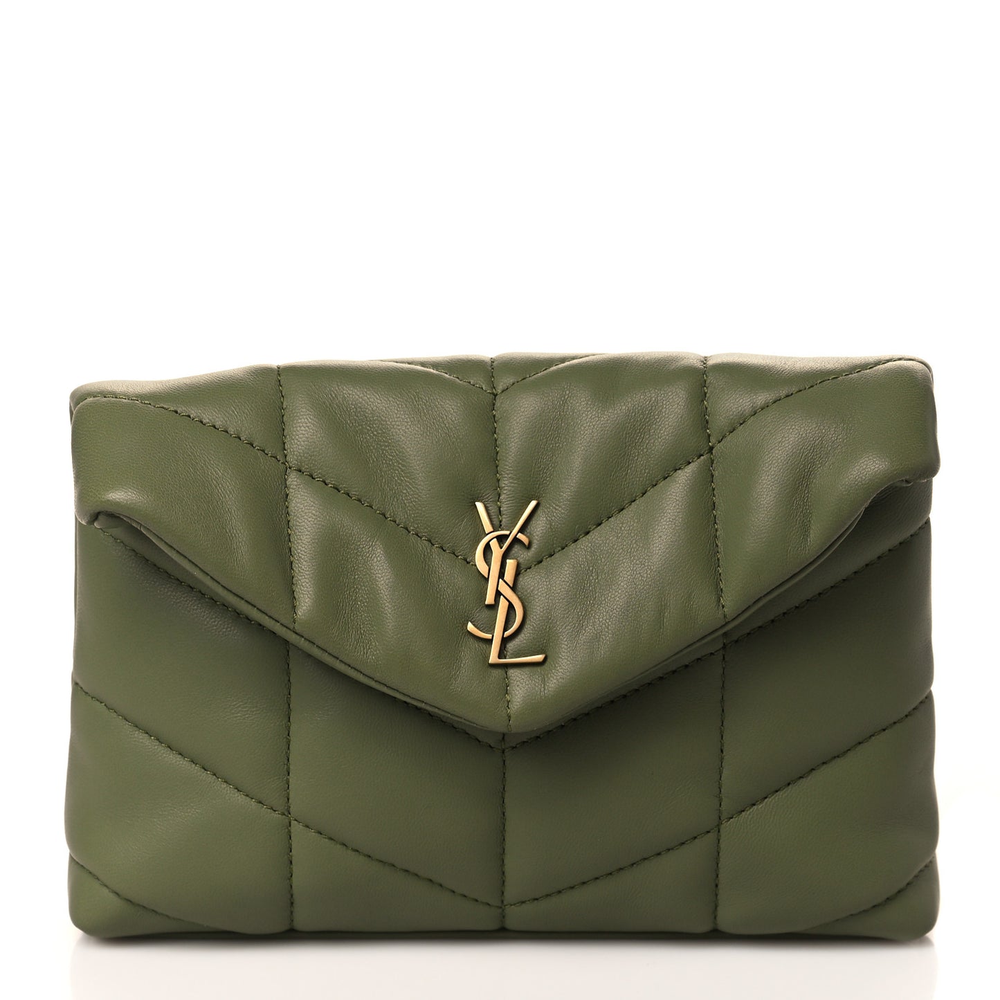 Lambskin Monogram Loulou Puffer Pouch Clutch Light Pistache