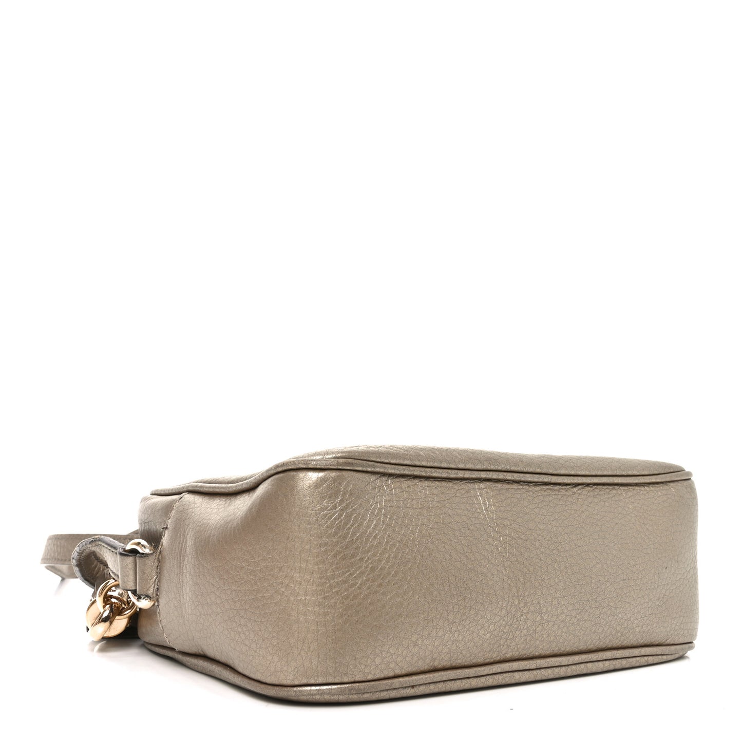 Metallic Pebbled Calfskin Small Soho Disco Bag Golden Beige