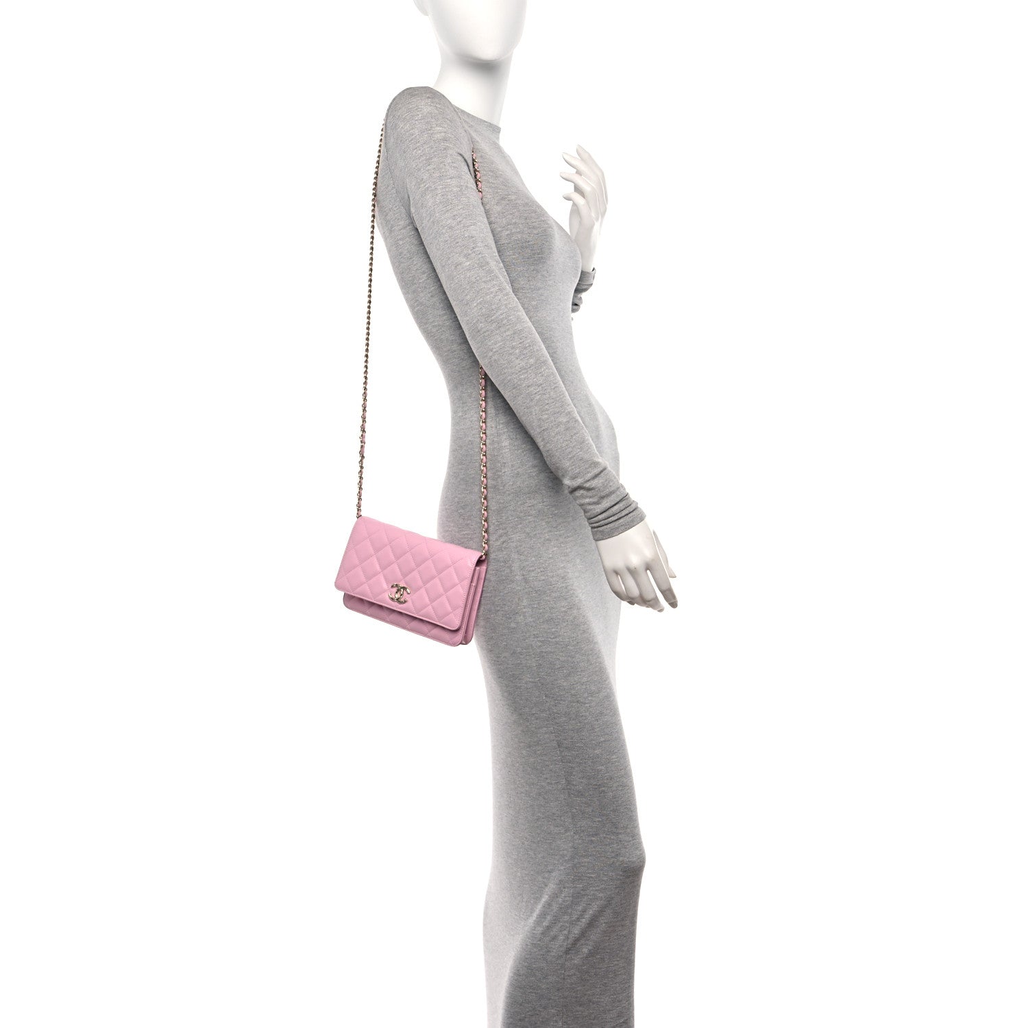 Chanel Caviar Quilted Wallet on Chain WOC Light Pink 2 of 12