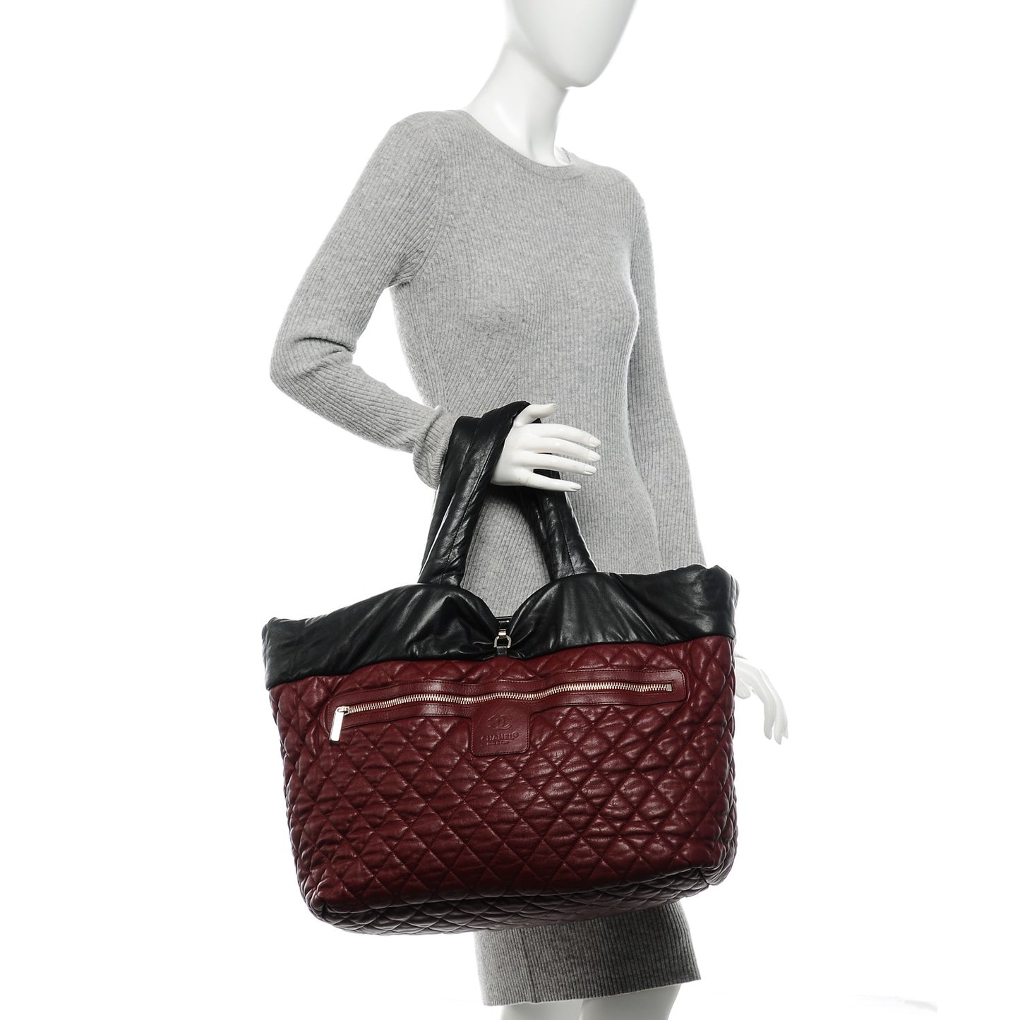 Lambskin Quilted Extra Large Coco Cocoon Reversible Tote Black