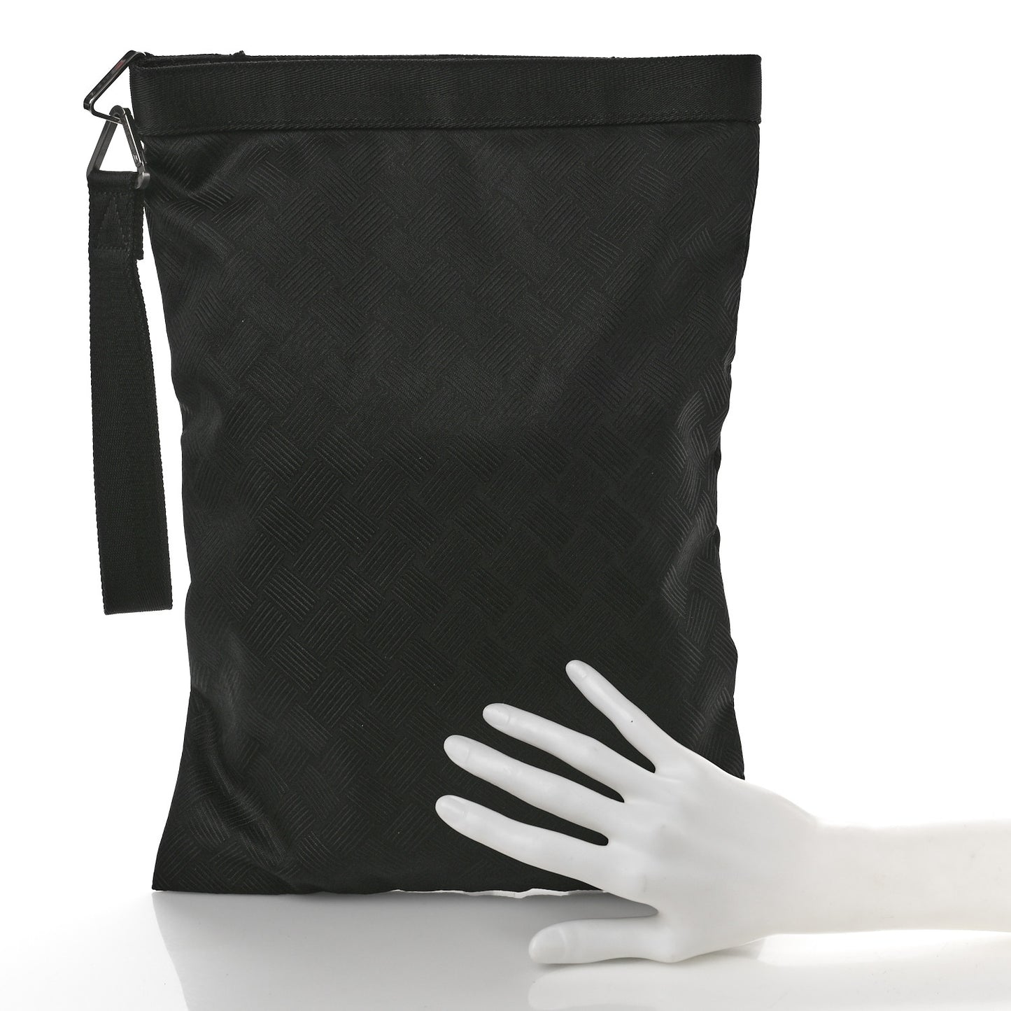 Nylon Jacquard Wristlet Pouch Black