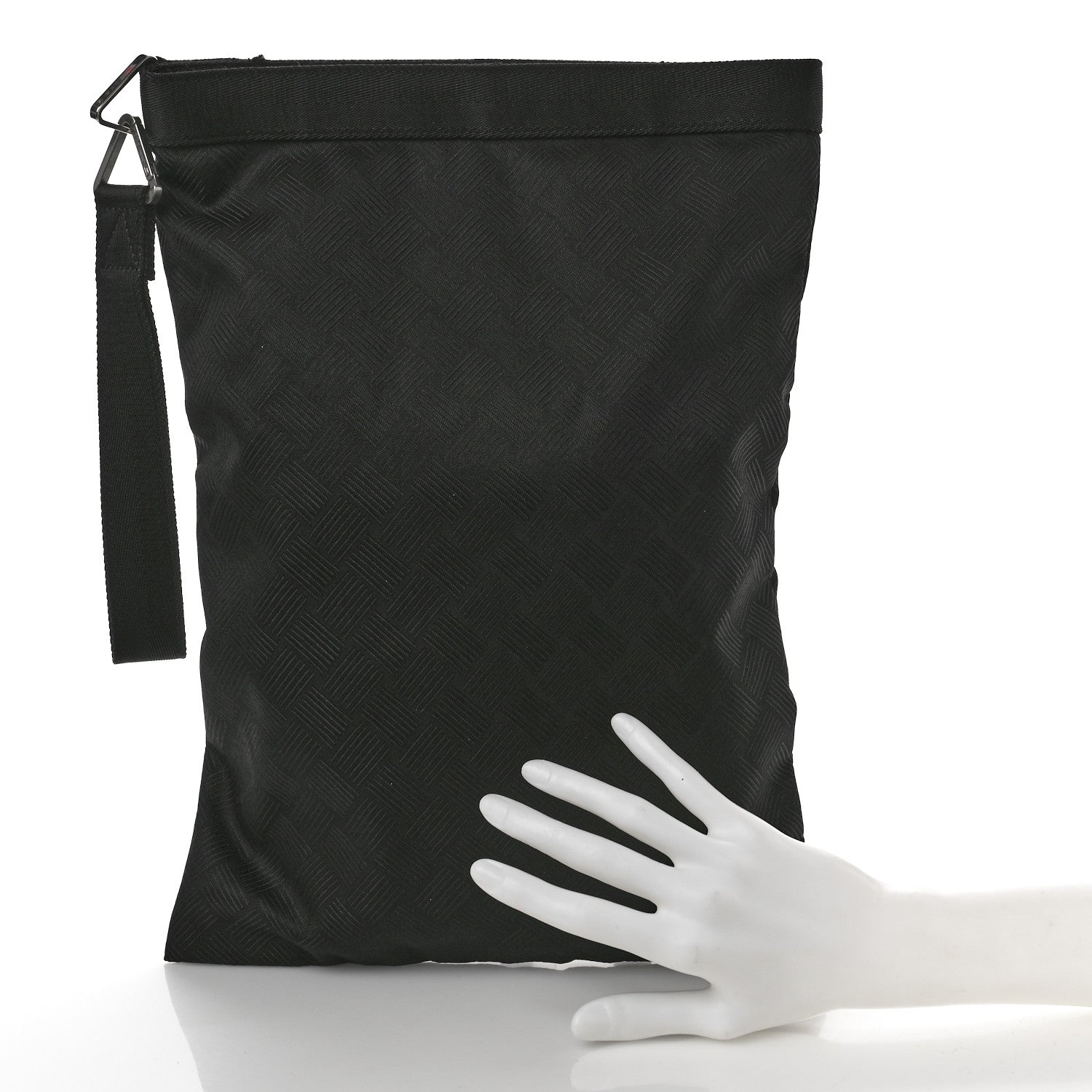 Bottega Veneta Nylon Jacquard Wristlet Pouch Black 2 of 8