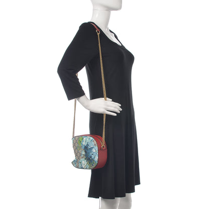 Gucci GG Supreme Monogram Blooms Mini Chain Shoulder Bag Beige Blue Navy Hibiscus Red 2 of 9