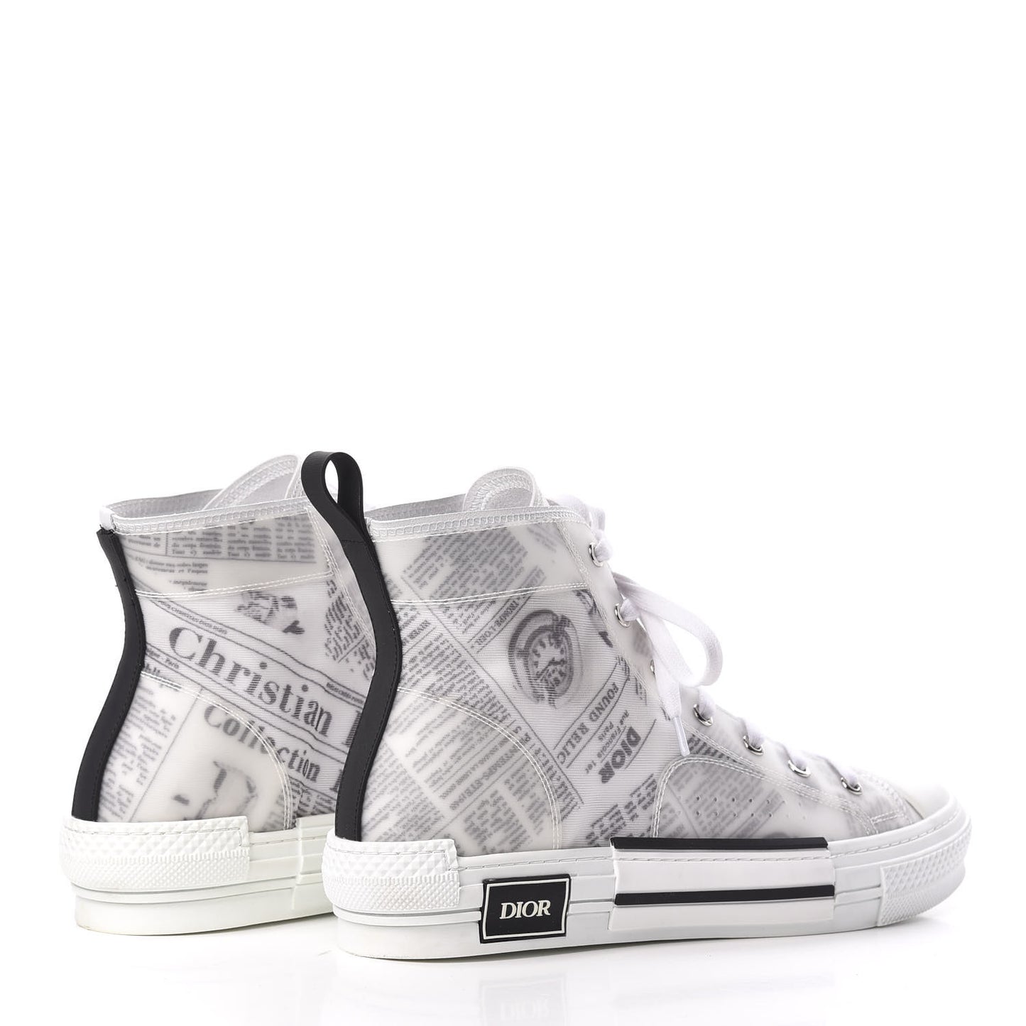 X DANIEL ARSHAM Canvas Newspaper Print B23 High Top Sneakers 46 White