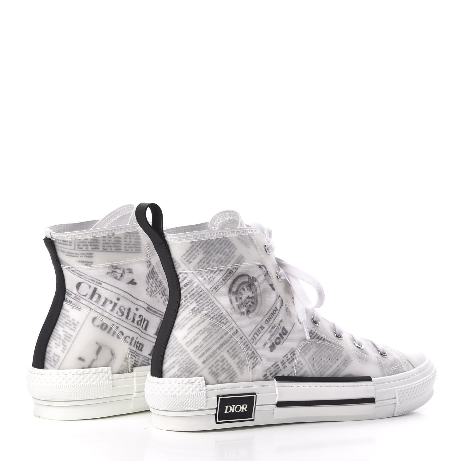 Christian Dior X DANIEL ARSHAM Canvas Newspaper Print B23 High Top Sneakers 46 White 4 of 13