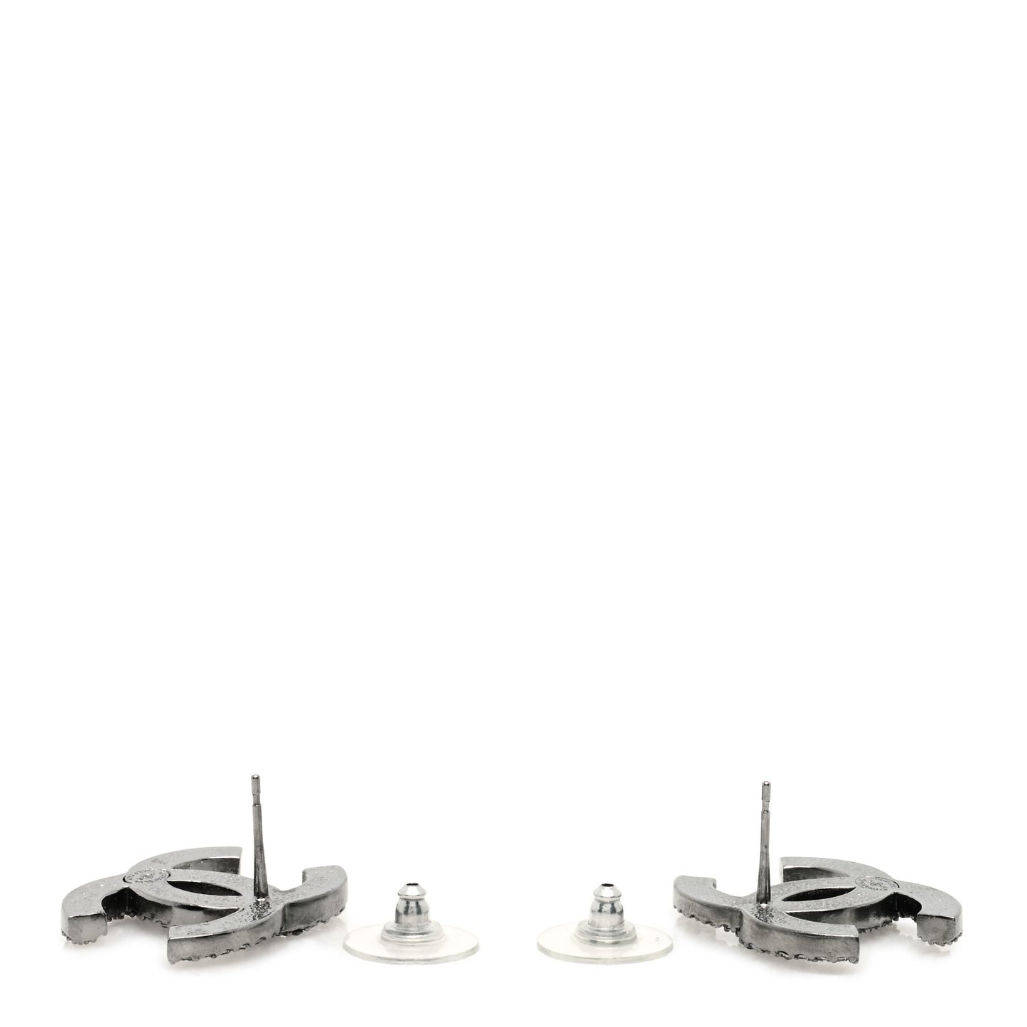 Crystal Ruthenium Large CC Earrings Grey Silver