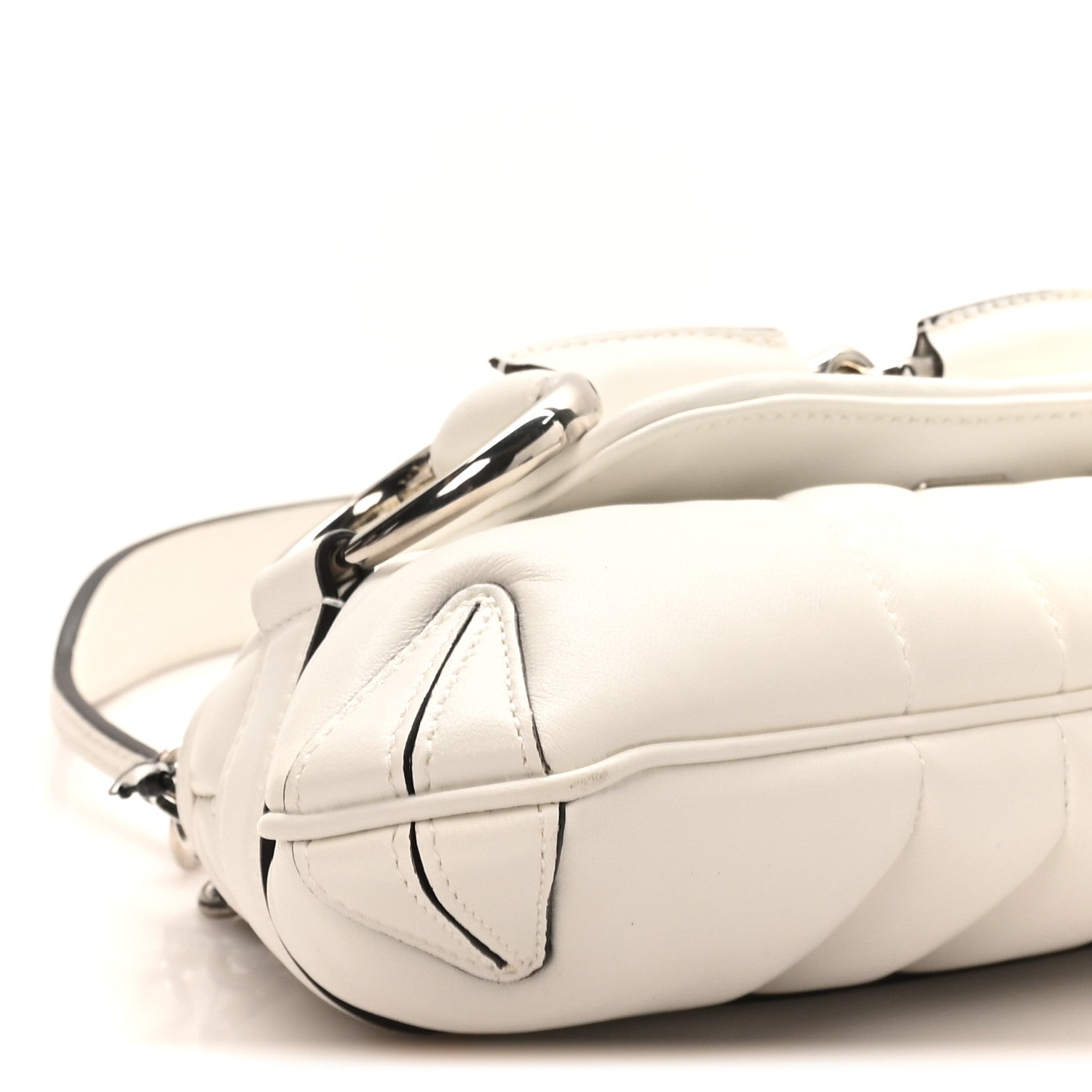 Gucci Nappa Vertical Matelasse Small Maxi Horsebit Chain Shoulder Bag Great White 8 of 9