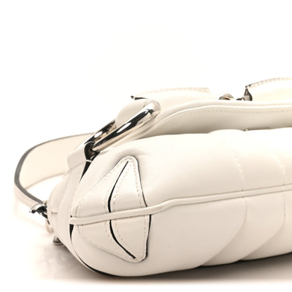 Gucci Nappa Vertical Matelasse Small Maxi Horsebit Chain Shoulder Bag Great White 8 of 9