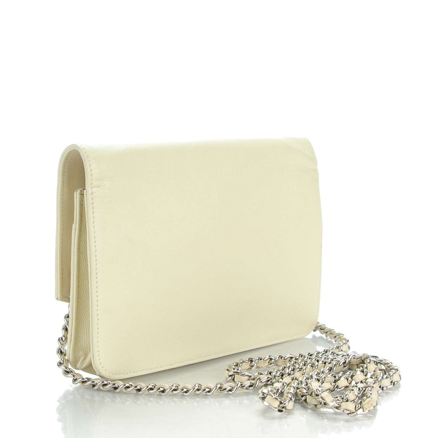 Chanel Caviar Sevruga Wallet On Chain WOC White 3 of 7