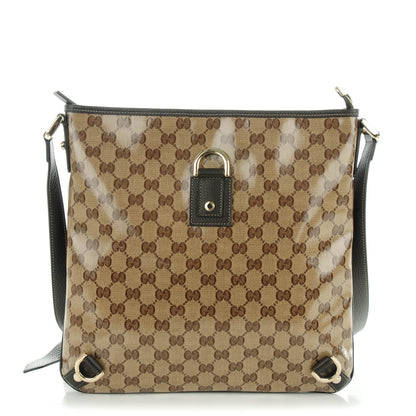 Gucci Crystal Monogram Abbey Messenger Bag Beige Dark Brown 1 of 7