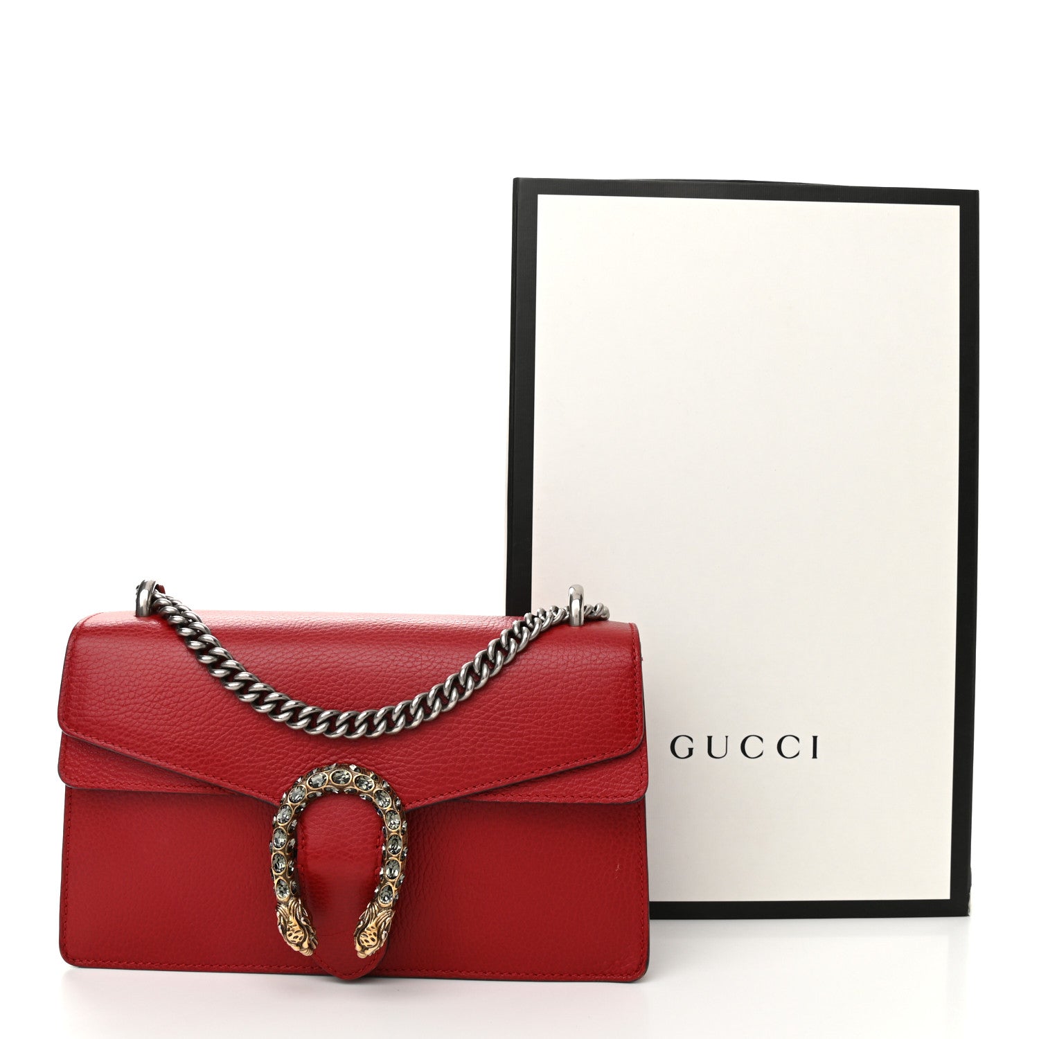 Gucci Dollar Calfskin Swarovski Crystal Small Dionysus Shoulder Bag Hibiscus Red 14 of 14