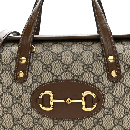 Gucci GG Supreme Monogram Azalea Calfskin Mini Horsebit 1955 Foldover Top Handle Bag Beige Ebony Brown Sugar 8 of 10