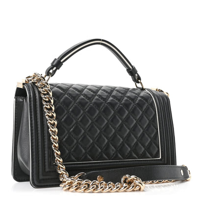 Chanel Calfskin Quilted Medium Boy Top Handle Flap Black 3 of 10