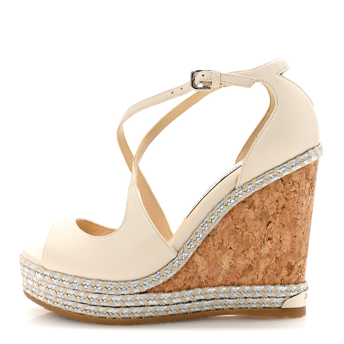 Lambskin Cork Dakota 120 Wedge Sandals 35 Off White