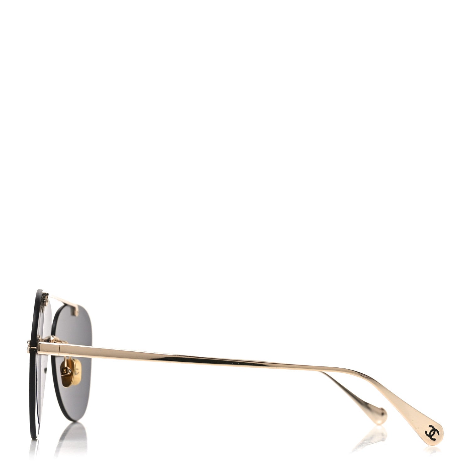 Chanel Titanium CC Pilot Aviator Sunglasses 4285-T Black Gold 3 of 7