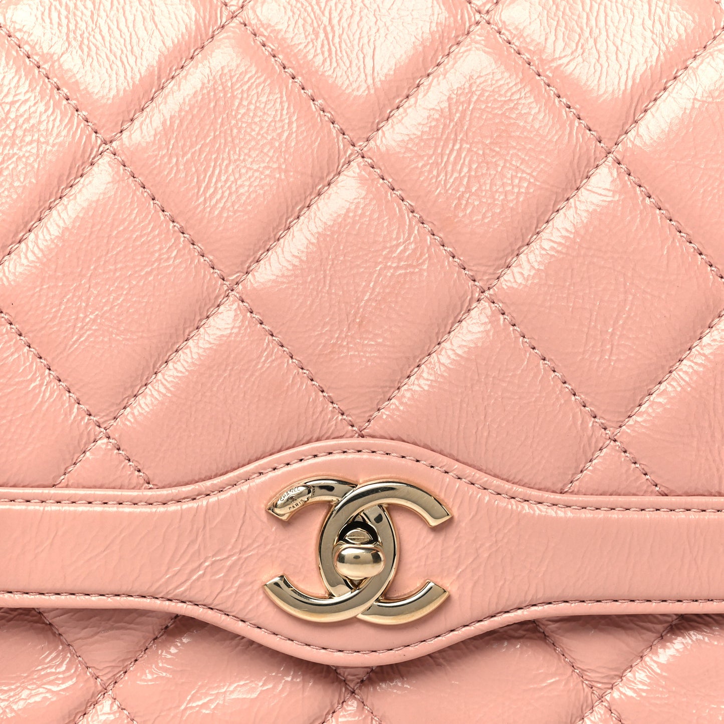 Crumpled Glazed Lambskin Quilted Small Flap Pink