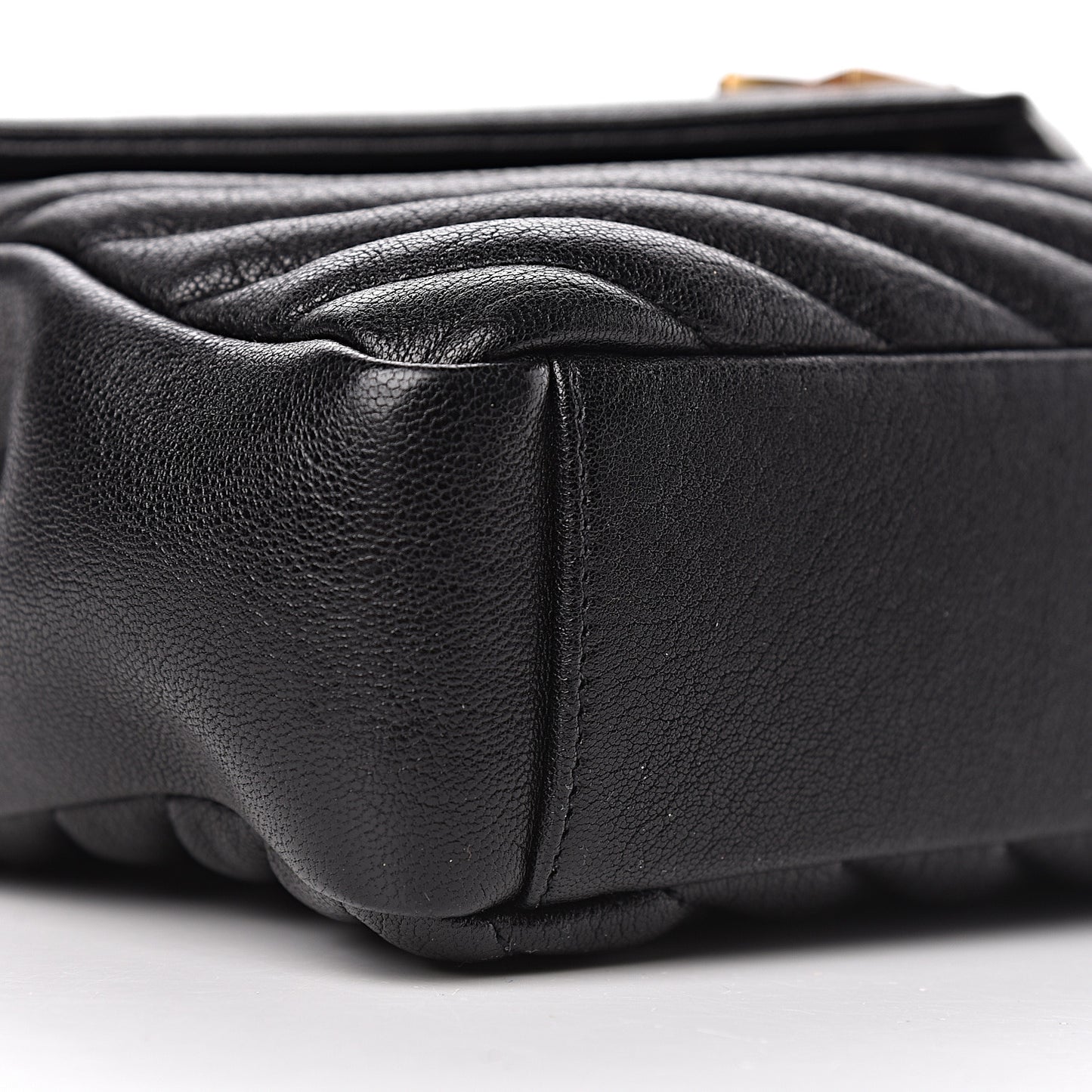 Sheepskin Matelasse Chevron Monogram Medium College Bag Black