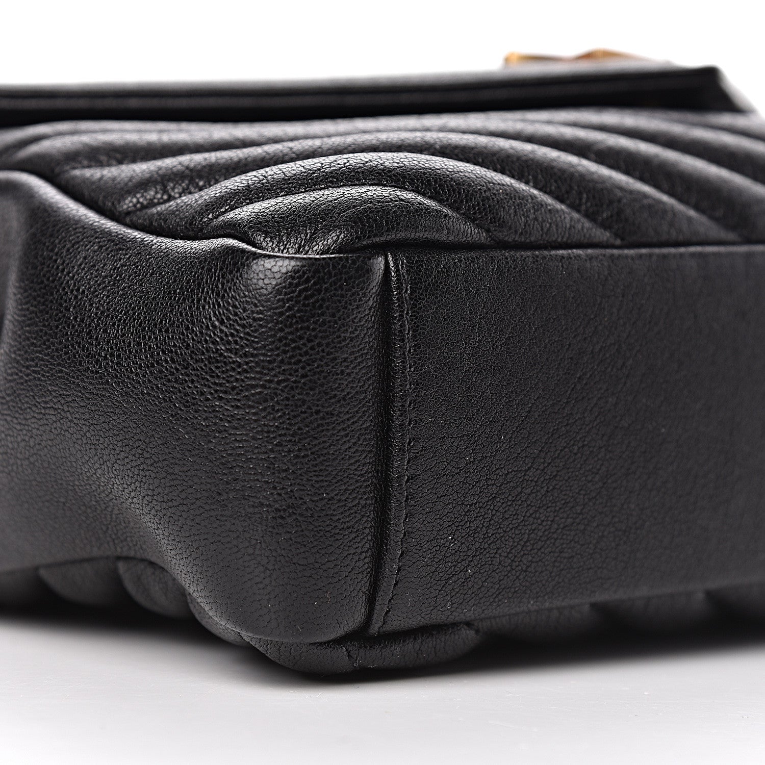 Saint Laurent Sheepskin Matelasse Chevron Monogram Medium College Bag Black 9 of 11