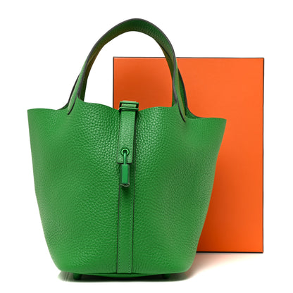 Hermes Taurillon Clemence Monochrome Picotin Lock 18 PM Bambou 10 of 10