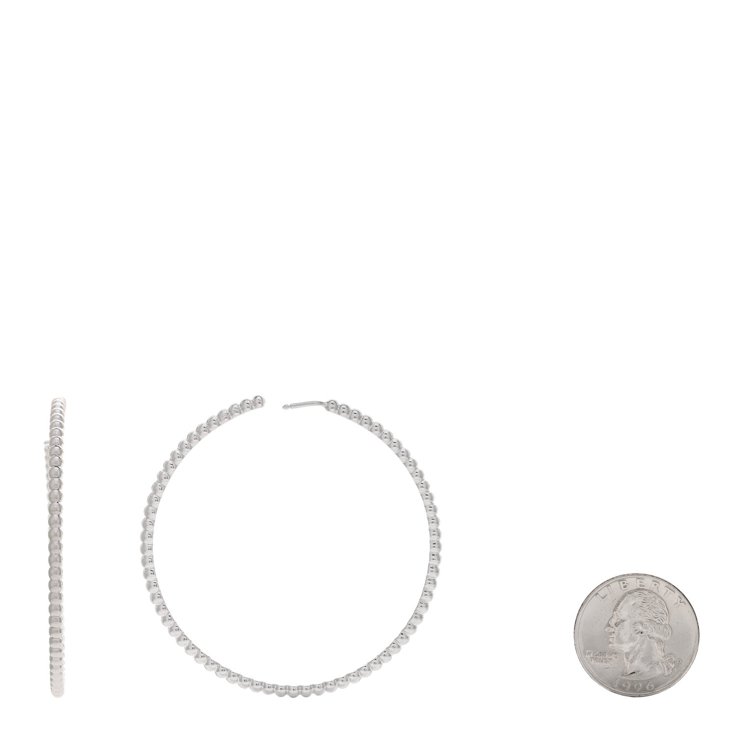 18K White Gold Large Perlee Hoop Earrings