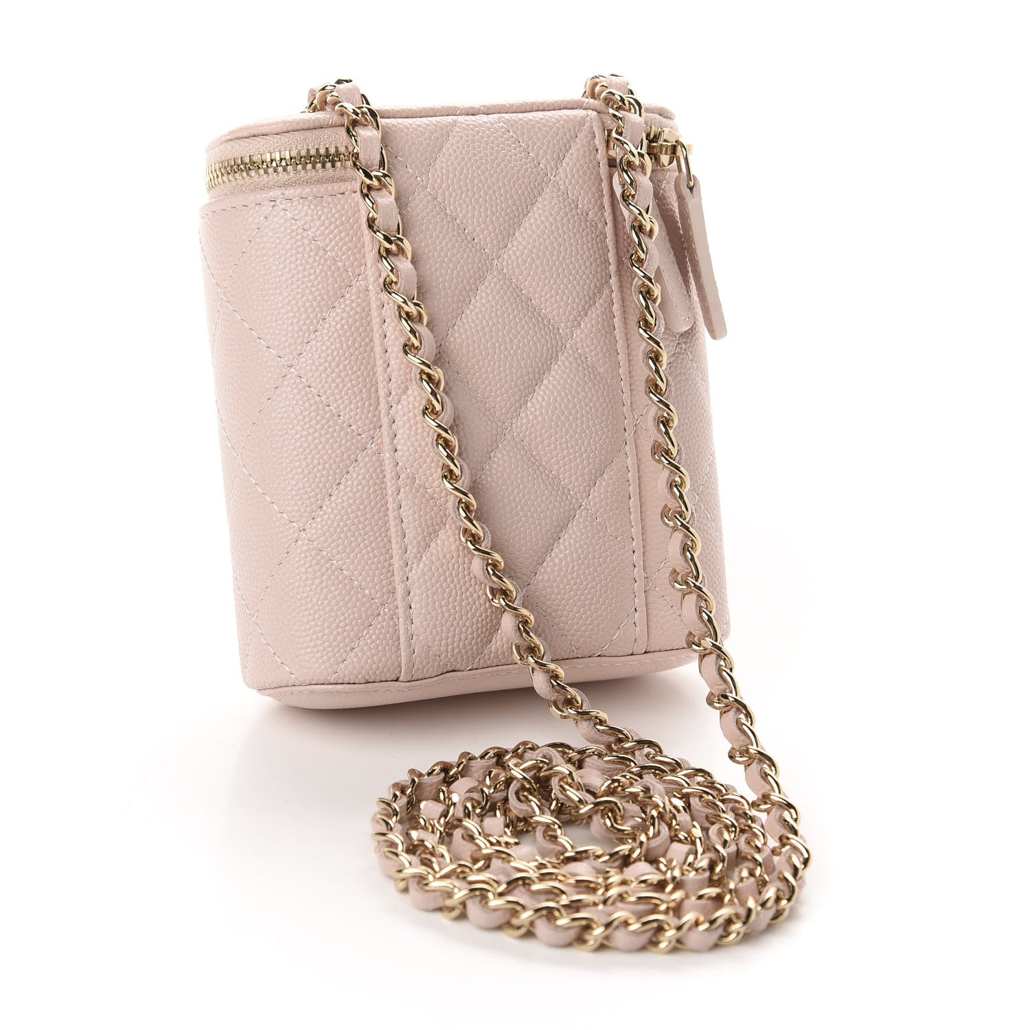 Chanel Caviar Quilted Small Vertical Coco Beauty Vanity Case With Chain Light Pink 3 of 10