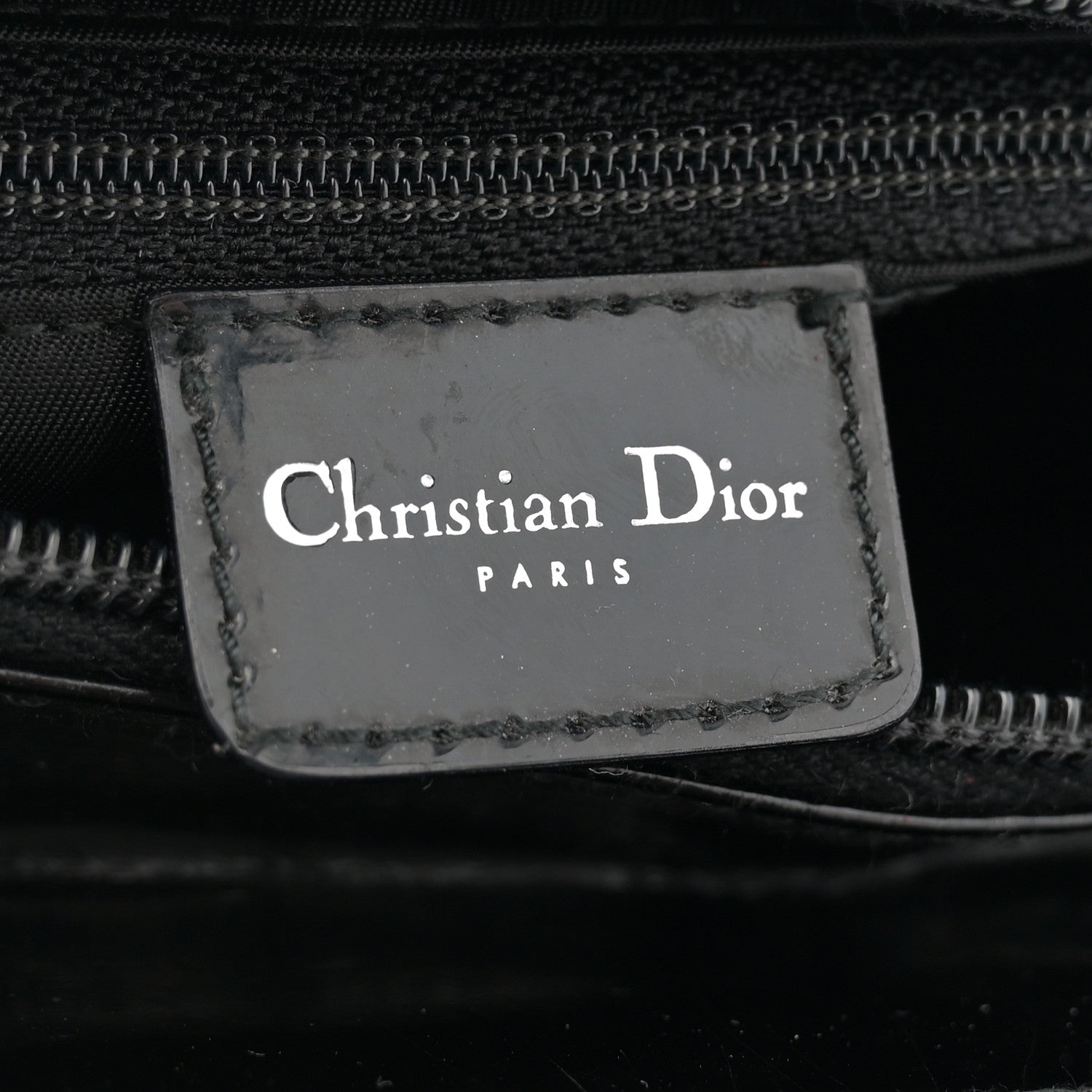 Christian Dior Denim Perforated Patent Trailer Trash Cadillac Tote Black 6 of 13