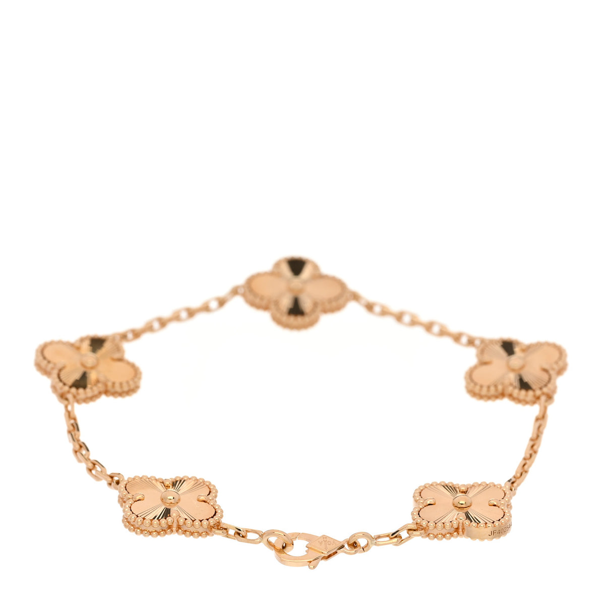 Van Cleef & Arpels 18K Yellow Gold 5 Motifs Guilloche Vintage Alhambra Bracelet 2 of 4