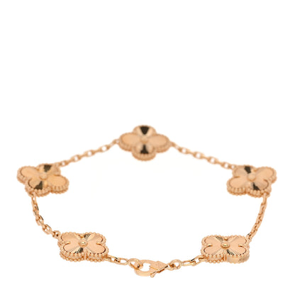 Van Cleef & Arpels 18K Yellow Gold 5 Motifs Guilloche Vintage Alhambra Bracelet 2 of 4