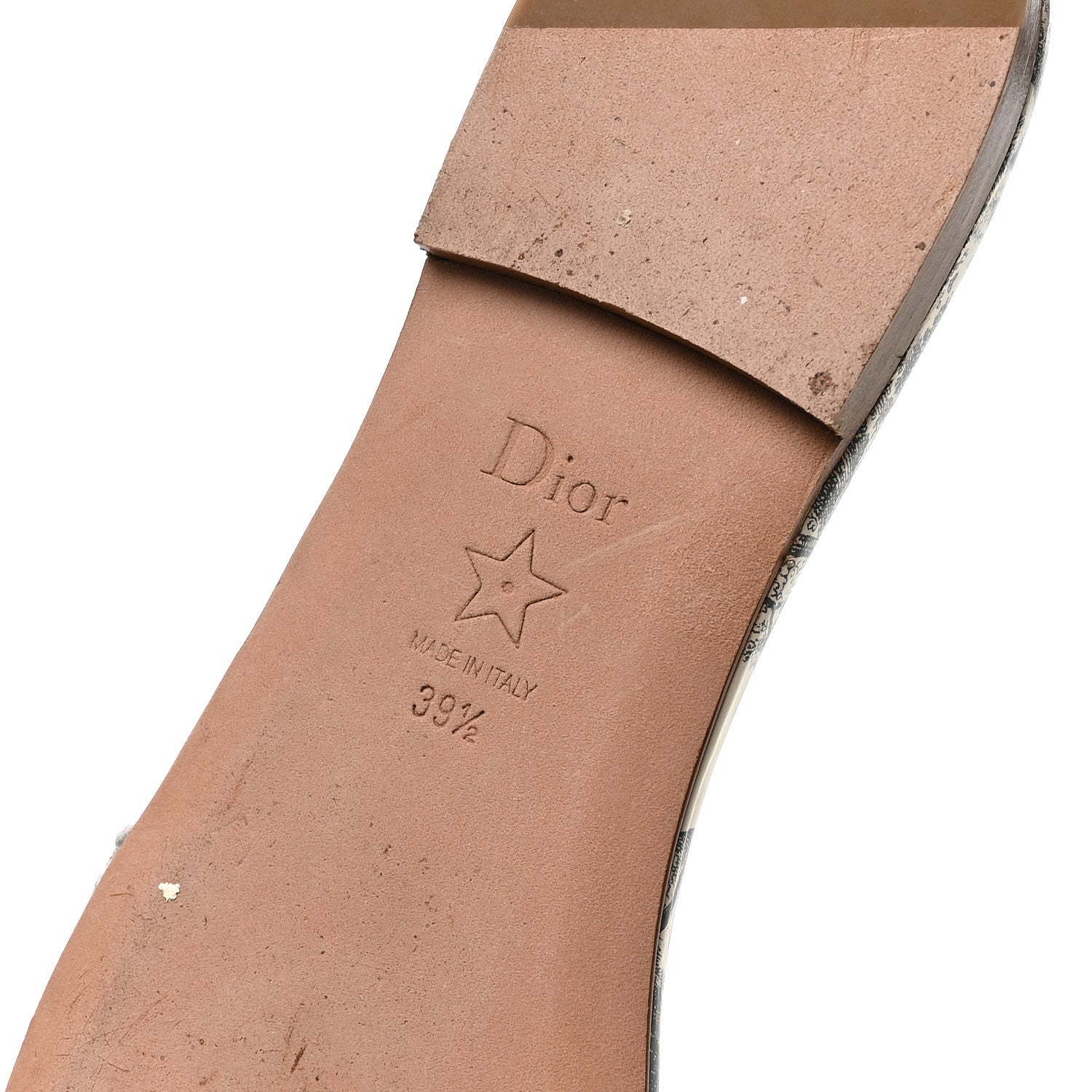 Christian Dior Canvas Toile De Jouy Embroidered Dway Flat Slide Sandals 39.5 Light Grey 7 of 9