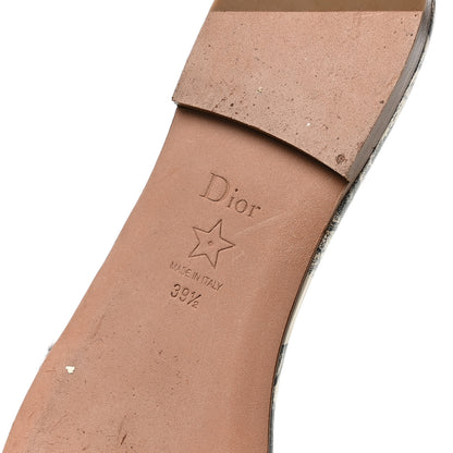 Christian Dior Canvas Toile De Jouy Embroidered Dway Flat Slide Sandals 39.5 Light Grey 7 of 9