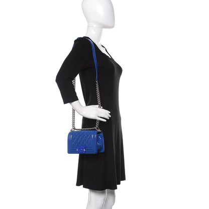 Chanel Patent Calfskin Quilted Small Plexiglass Boy Flap Blue 2 of 16