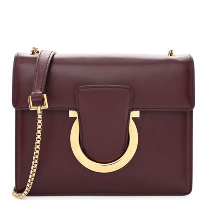 Salvatore Ferragamo Calfskin Thalia Flap Shoulder Bag Wine 1 of 12