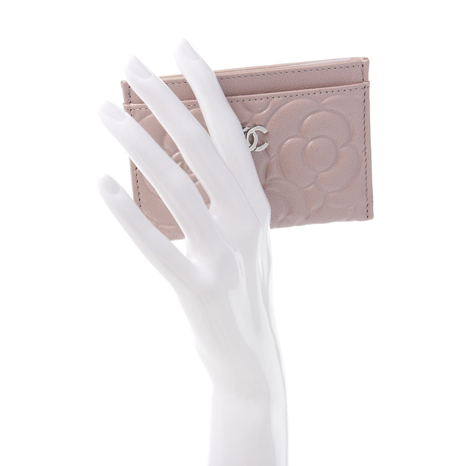 Chanel Goatskin Camellia Embossed Card Holder Light Pink 2 of 10