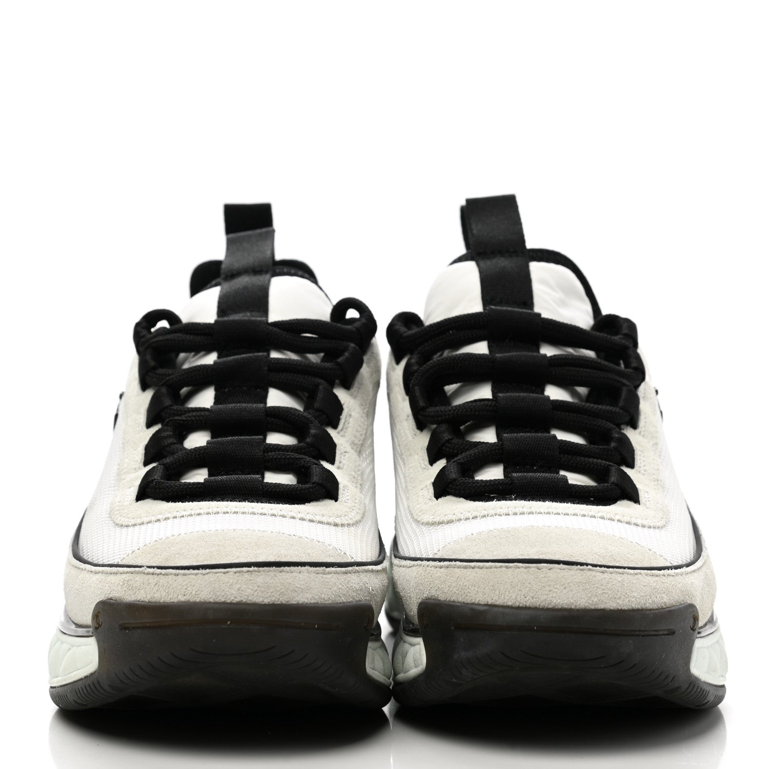 Chanel Velvet Calfskin Mixed Fibers CC Sneakers 36 White Black 2 of 9