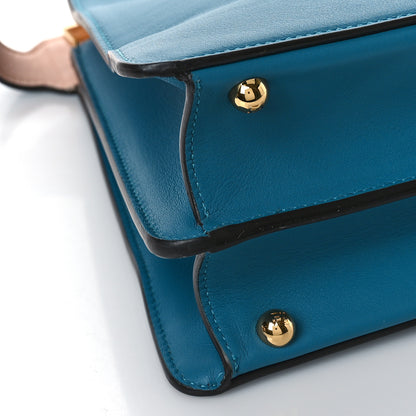 Fendi Vitello Seta Shiny Nappa Medium Peekaboo I SEE U Satchel Blue Velvet Light Rose 8 of 9