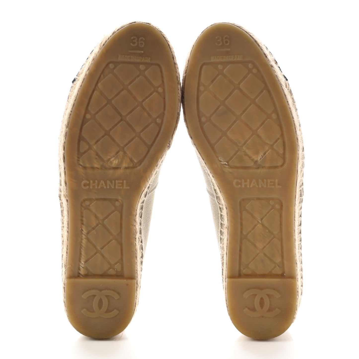 Canvas Grosgrain CC Espadrilles 36 Green Black