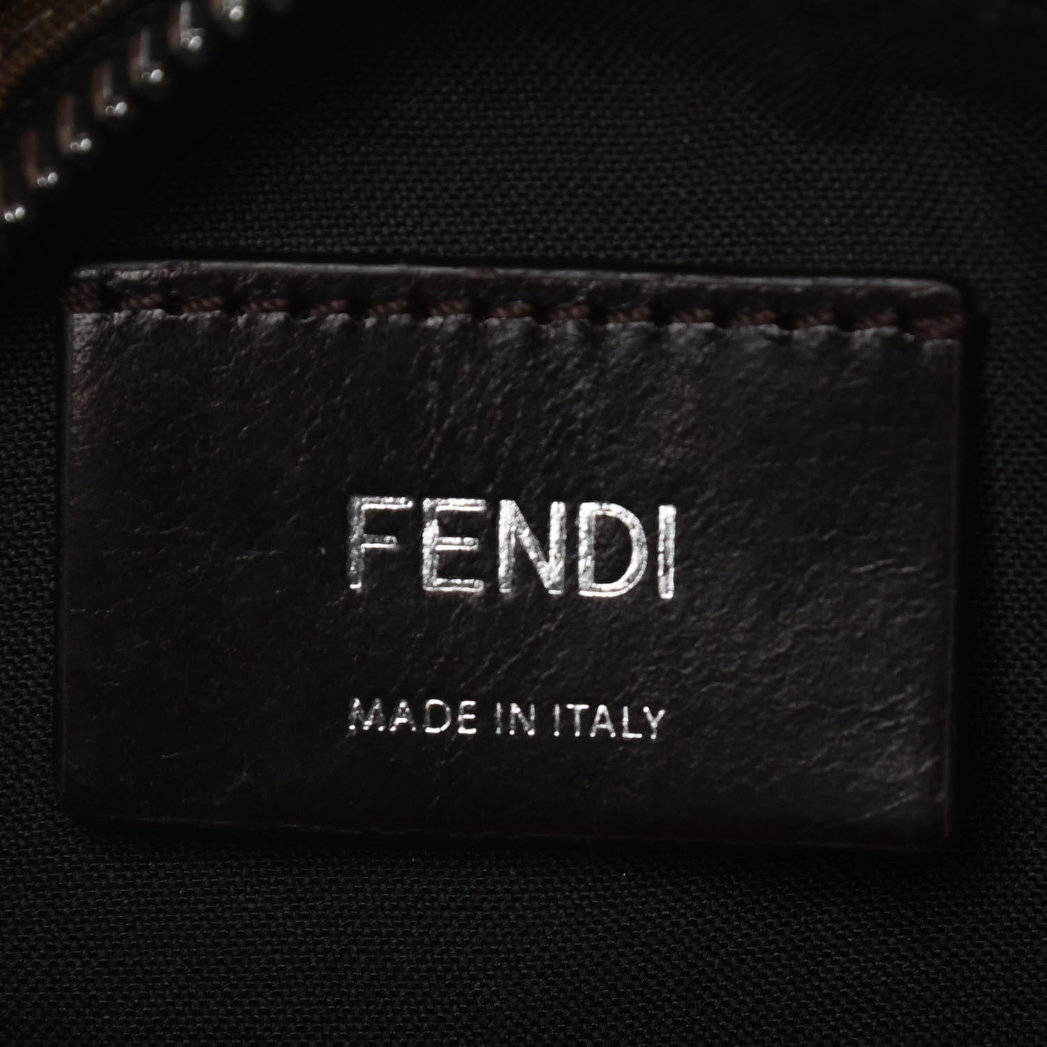 Fendi Glazed Fabric Vitello Century FF 1974 Stamp Patch Mens Pocket Belt Bag Mogano Panna Black 4 of 21