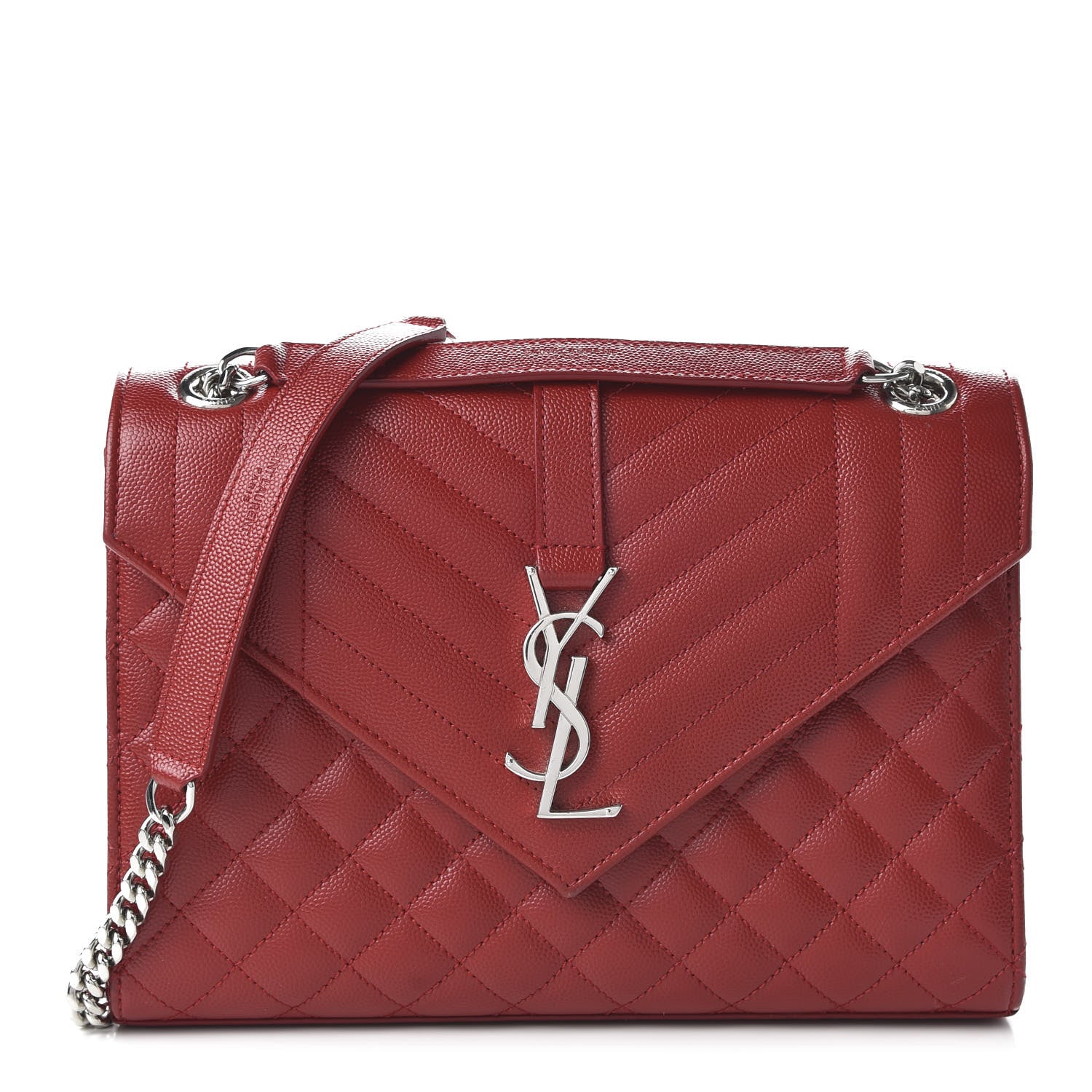 Saint Laurent Grain De Poudre Textured Mixed Matelasse Triquilt Medium Monogram Satchel Rouge Eros 1 of 10