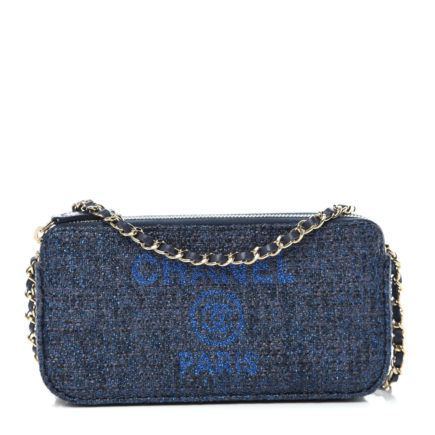 Chanel Canvas Small Deauville Clutch With Chain Blue 1 of 13