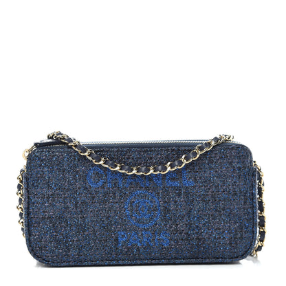 Chanel Canvas Small Deauville Clutch With Chain Blue 1 of 13