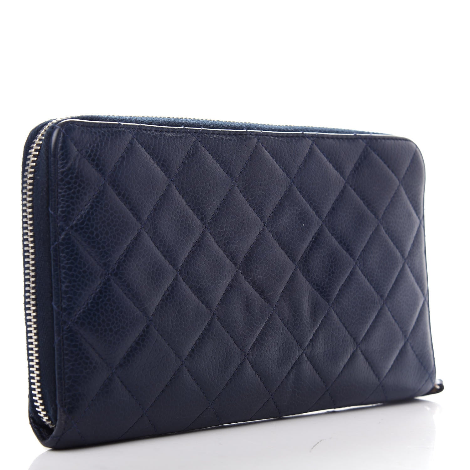 Chanel Caviar Quilted Large Zip Around Organizer Wallet Navy 3 of 7