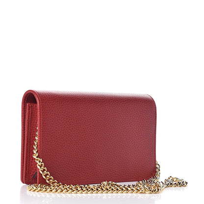 Gucci Dollar Calfskin Mini GG Marmont Chain Wallet Hibiscus Red 3 of 11