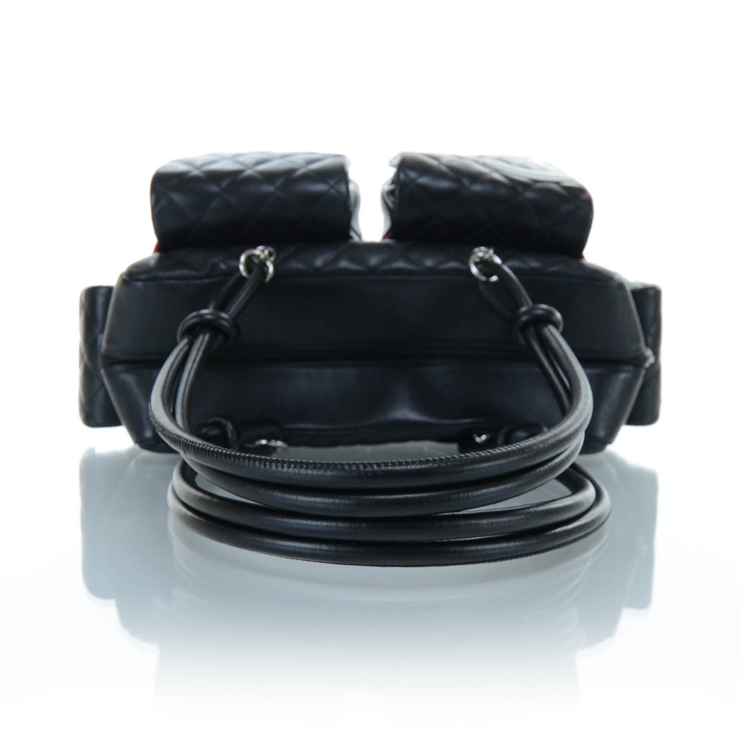 Calfskin Quilted Large Cambon Multipocket Reporter Black White